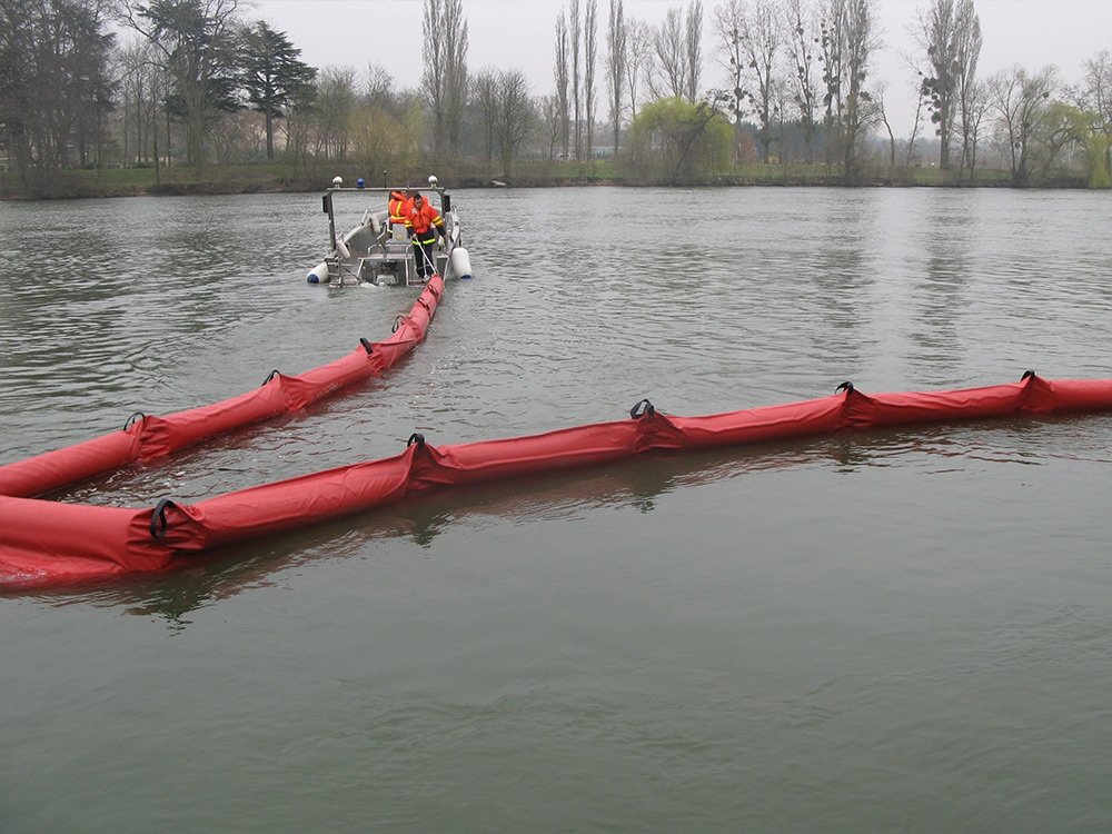 Barrage flottant BARC 2555R de 25 ml x 55 cm h. Flotteurs Ø 20cm - Barrage anti-pollution avec jupe PVC de 35 cm