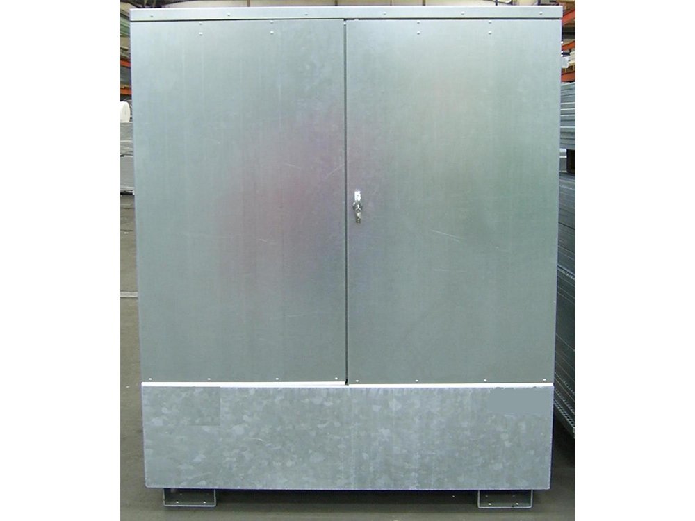 Abri de stockage acier avec bac de rétention - stockage 4 fûts - 440 L (réf. BRAG 4FCP - DIFOPE)