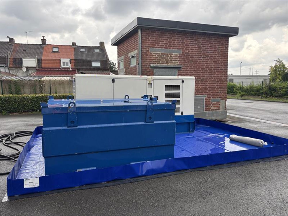 Solution de rétention occasionnelle pour groupe électrogène sur chantier - Capacité de rétention : 6000 L