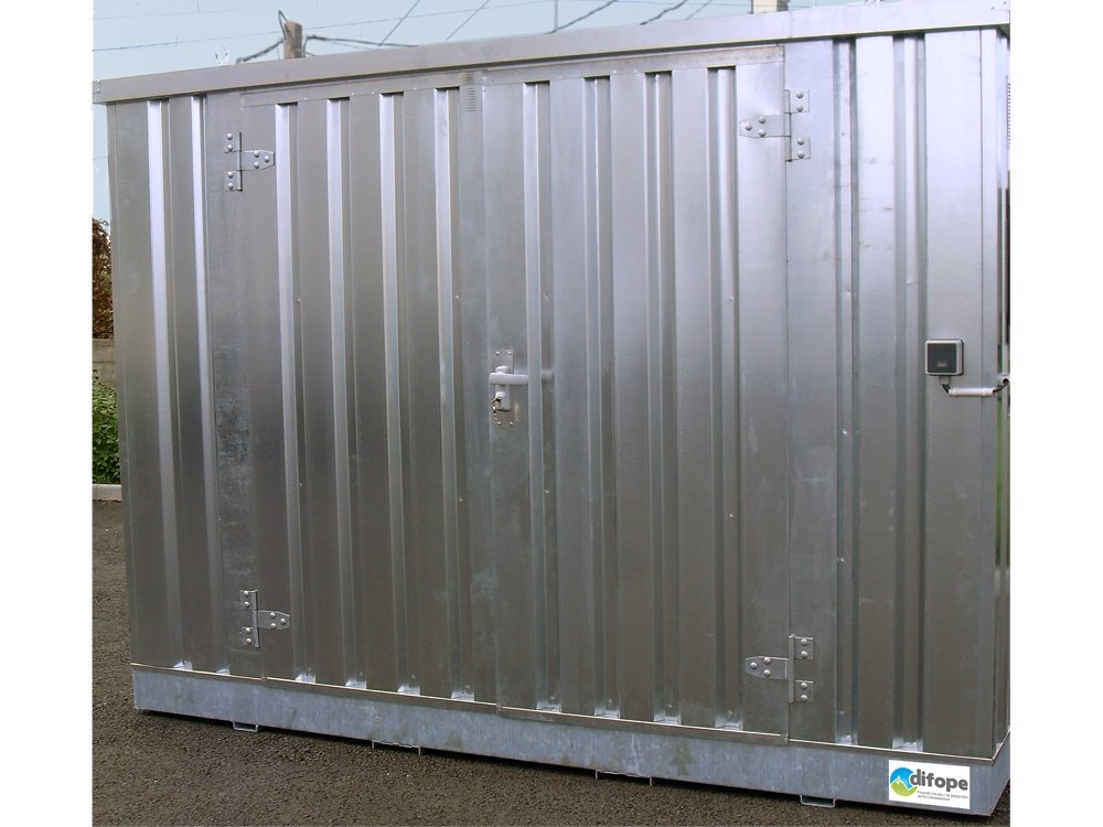 Bungalow de stockage 3 m x 2 m - rétention 727 L - Armoire DMS déchets dangereux