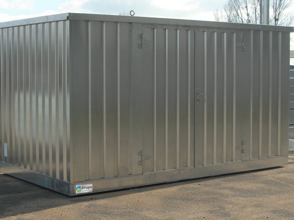 Bungalow de stockage 4 m x 2 m - rétention 914 L - Armoire DMS déchets dangereux