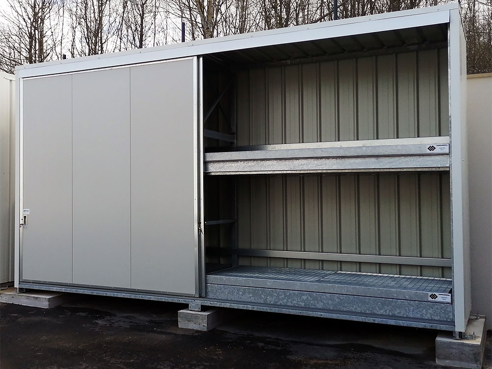 Conteneur de stockage avec rétention sur 2 niveaux - Portes coulissantes