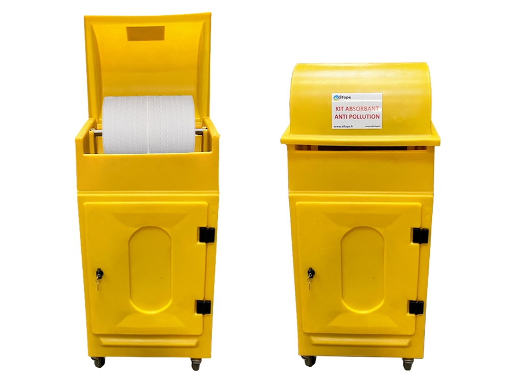 Kit mobile avec dévidoir - Kit d'absorbants pour hydrocarbures - 330 L - Kit Armoire mobile - KH330ARM - DIFOPE