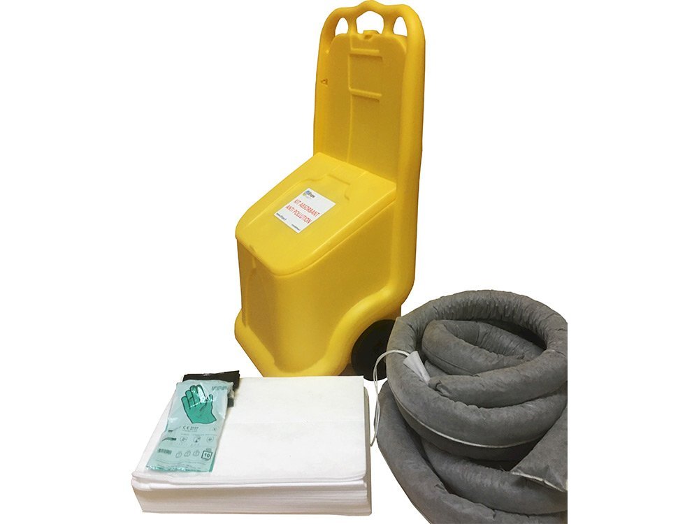 Kit antipollution KH108CMJ : chariot mobile et absorbants hydrocarbures (108 L)