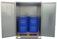 Abri de stockage acier avec bac de rétention - stockage 4 fûts - 440 L (réf. BRAG 4FCP - DIFOPE)