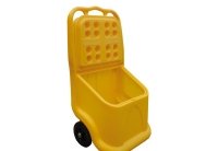 Chariot mobile jaune pour stockage sel de déneigement - 75 L
