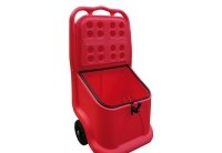 Chariot mobile rouge pour stockage sel de déneigement - 75 L